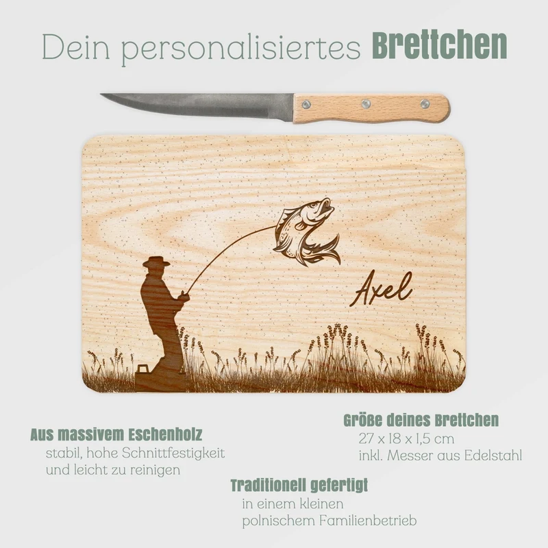 Brotzeitbrett mit Messer - Angler