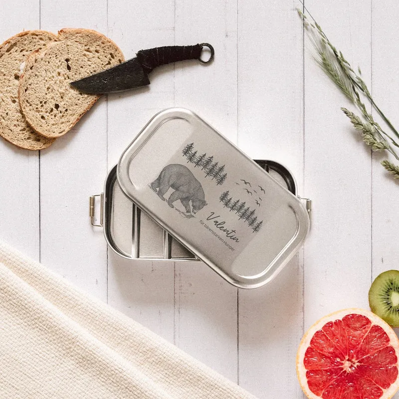 Brotdose Edelstahl silber - Bär Bäume