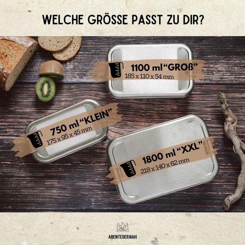 Brotdose Edelstahl silber - Bär Bäume