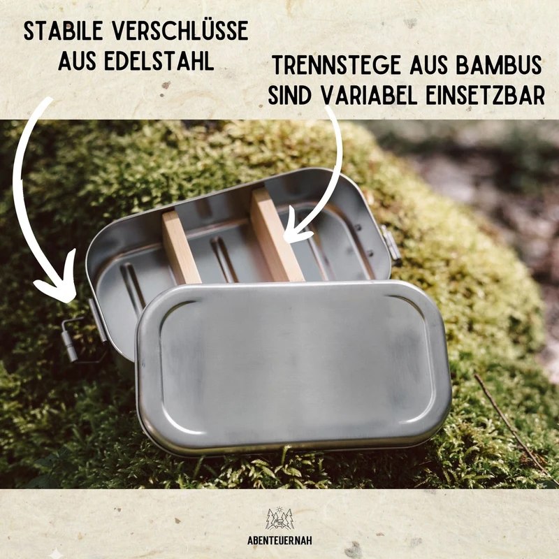 Brotdose Edelstahl silber personalisiert - Wohnwagen Snacks