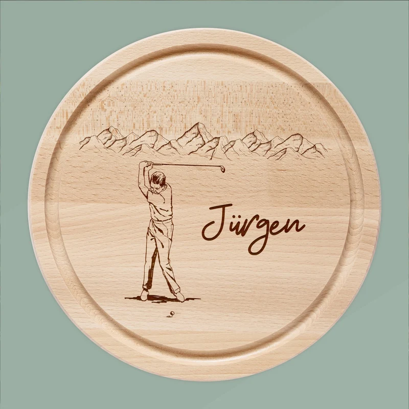 Rundes Holzbrett - Golfspieler