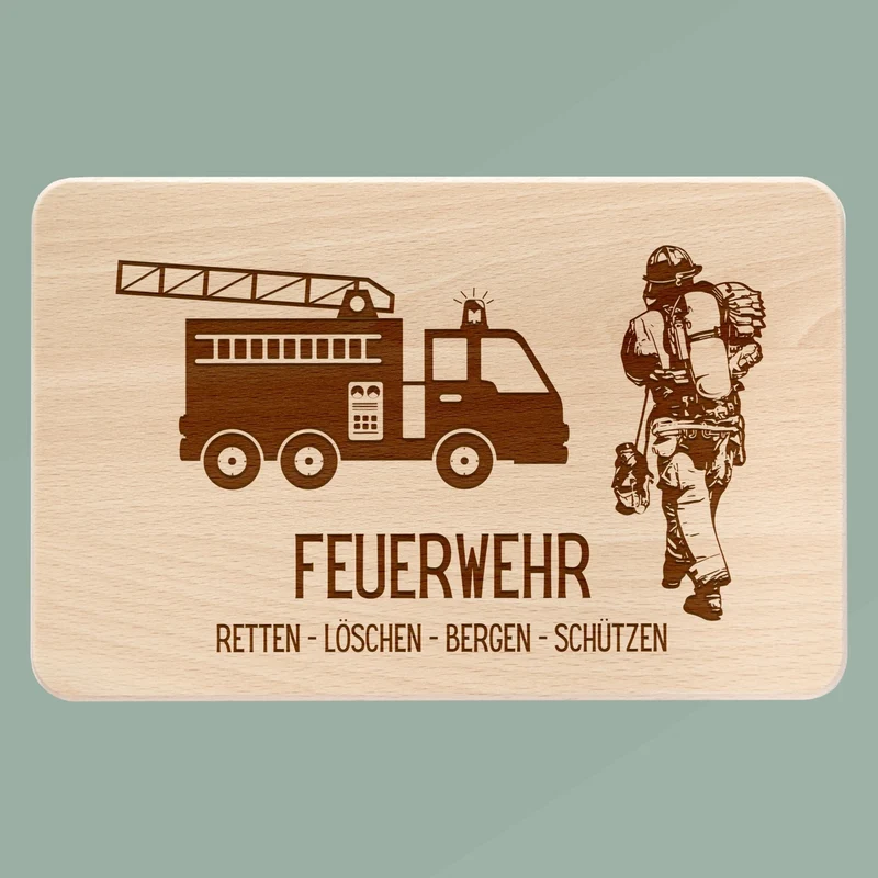Frühstücksbrett Holz - Feuerwehr