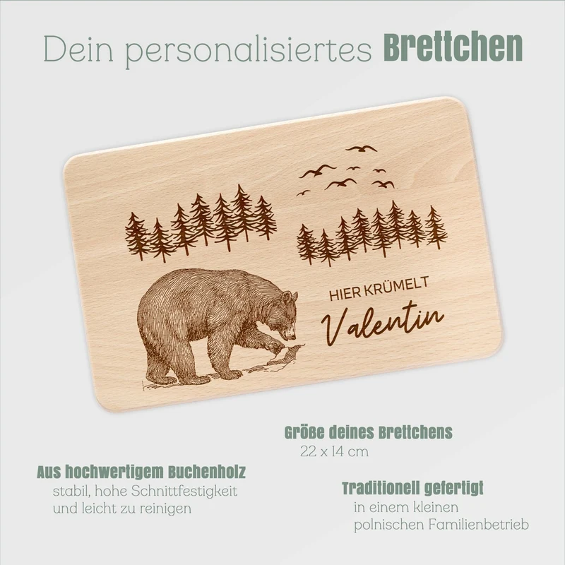 Frühstücksbrett Holz - Bär Wald
