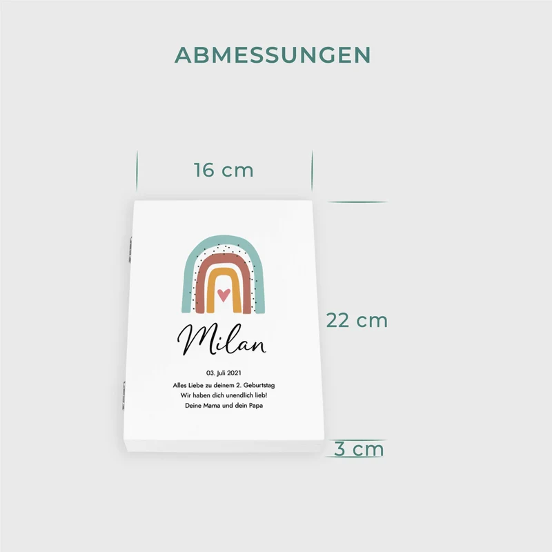 Kinderbesteck personalisiert mit Namen - Besteckset Regenbogen Motiv | Taufgeschenk für Kinder - Geschenk zur Taufe für Jungs & Mädchen, weiß Kiste