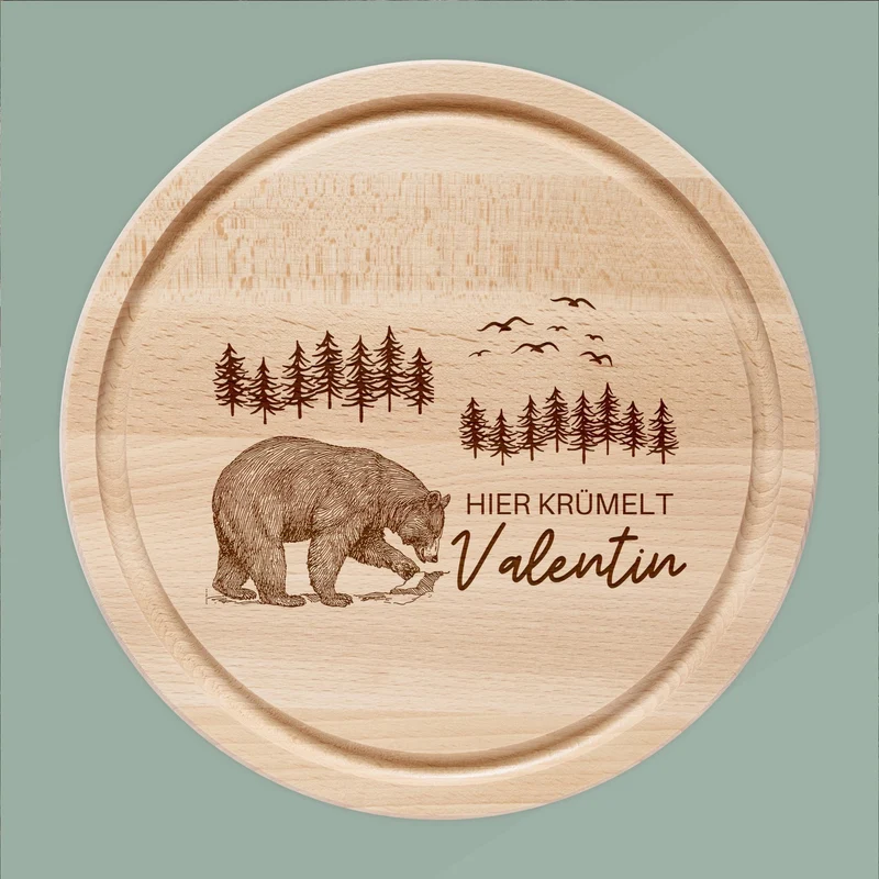Rundes Holzbrett - Bär Wald