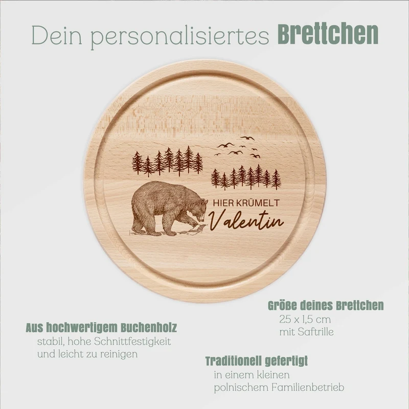 Rundes Holzbrett - Bär Wald