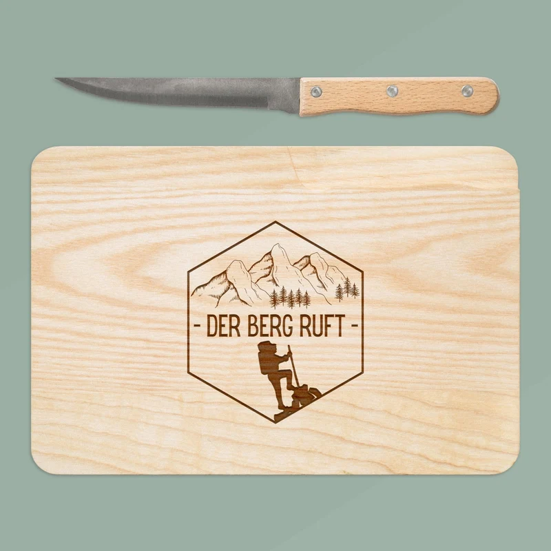 Brotzeitbrett mit Messer - Der Berg Ruft