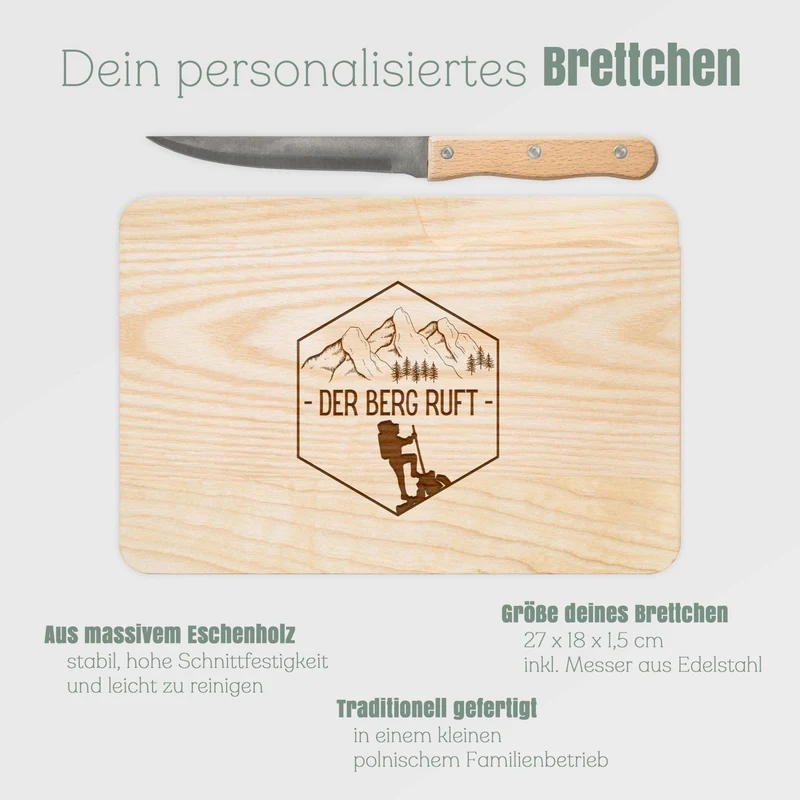 Brotzeitbrett mit Messer - Der Berg Ruft