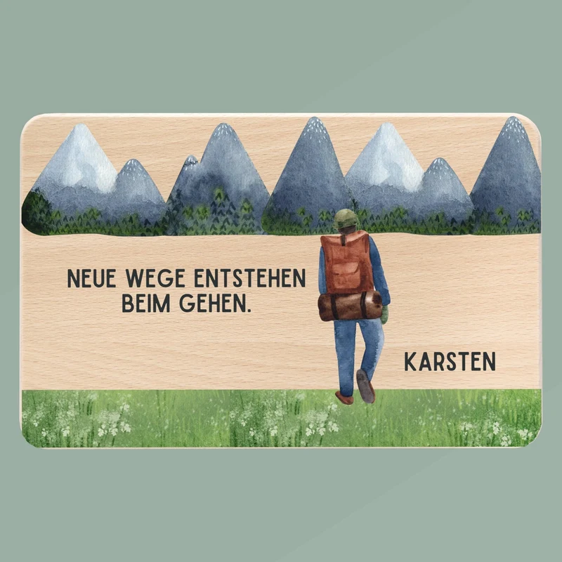 Frühstücksbrett Holz - Neue Wege entstehen farbig