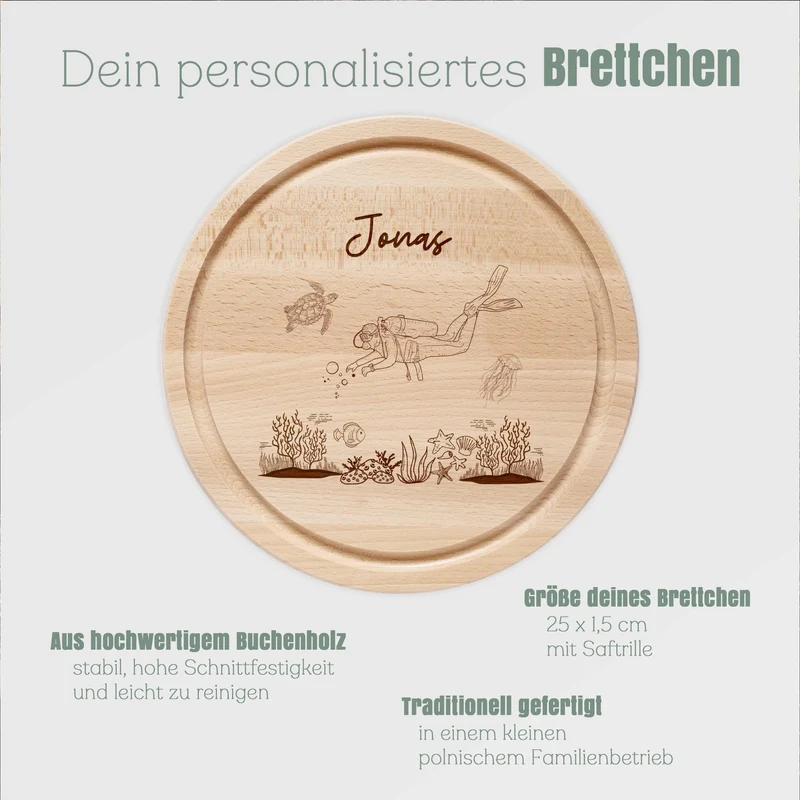 Rundes Holzbrett - Taucher
