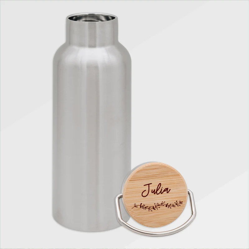 Trinkflasche Edelstahl personalisiert - Zweige