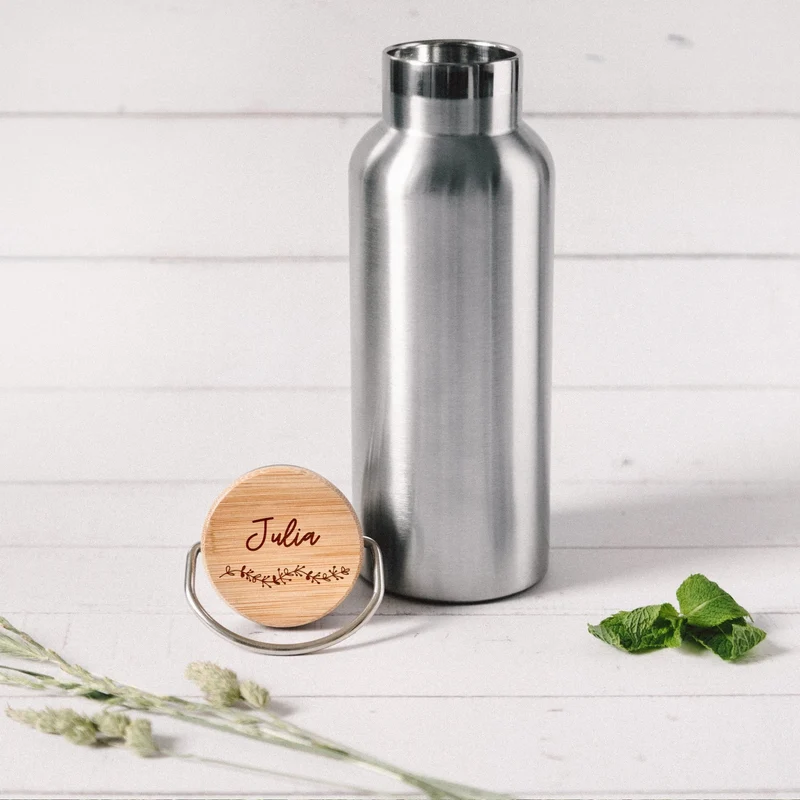 Trinkflasche Edelstahl personalisiert - Zweige