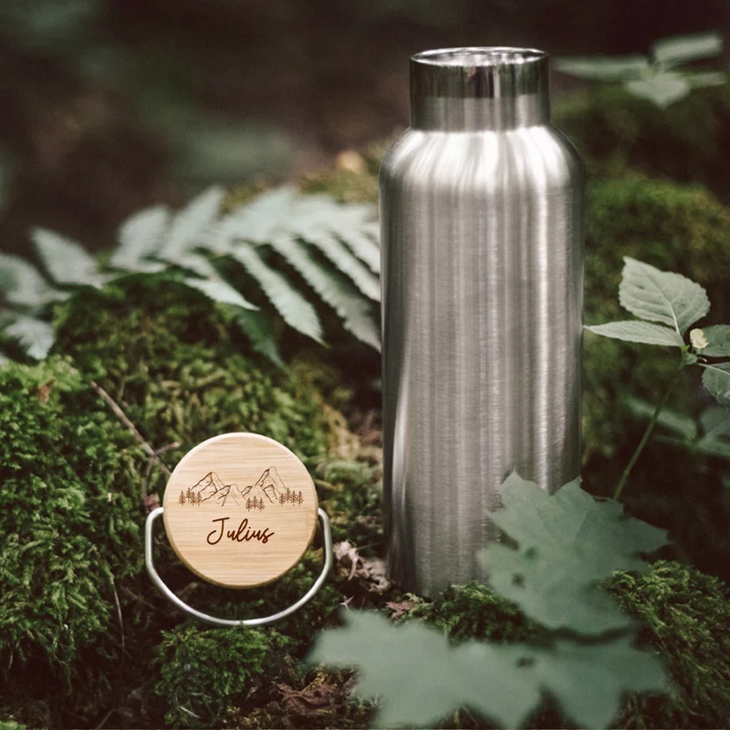 Trinkflasche Edelstahl personalisiert - Berge