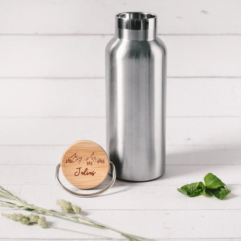 Trinkflasche Edelstahl personalisiert - Berge