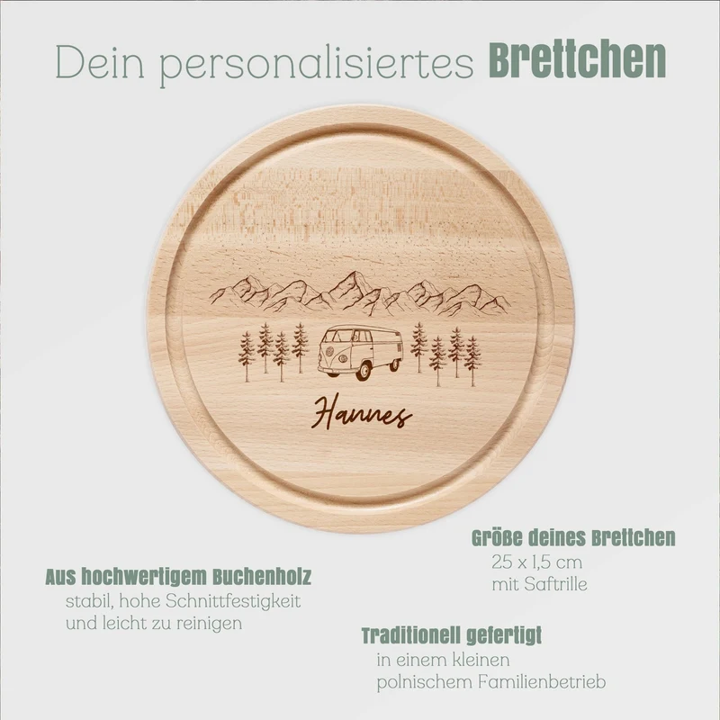 Rundes Holzbrett - Bus Berge