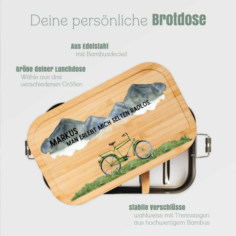 Brotdose Edelstahl personalisiert - Selten radlos farbig