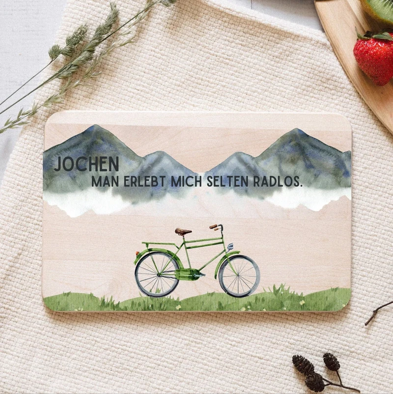 Frühstücksbrett Holz - Selten Radlos Farbig