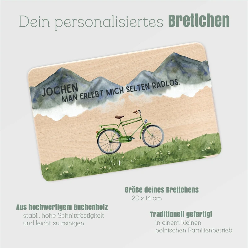 Frühstücksbrett Holz - Selten Radlos Farbig
