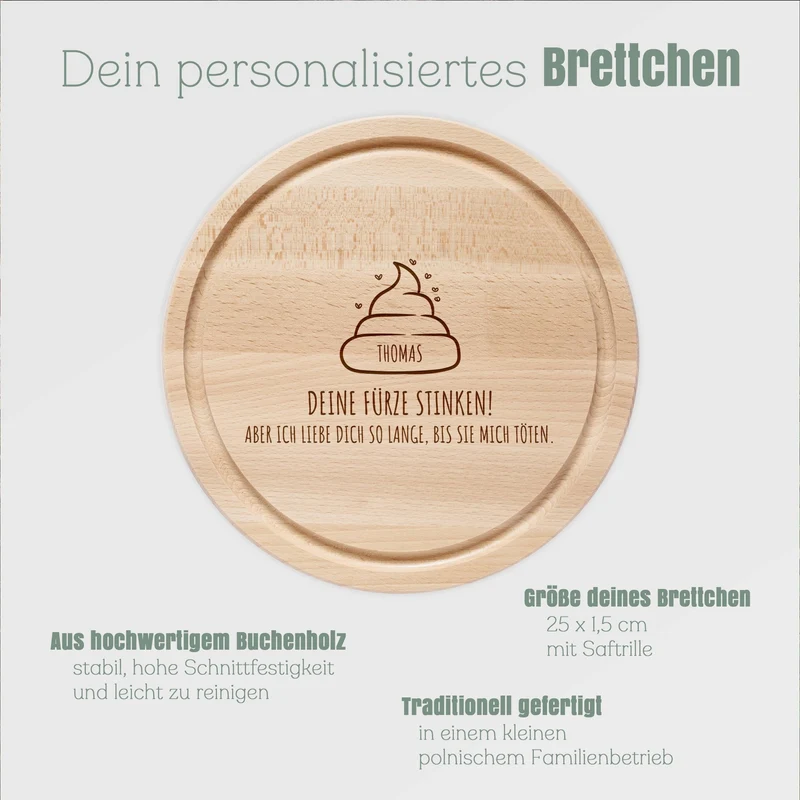 Rundes Holzbrett - Deine Fürze stinken