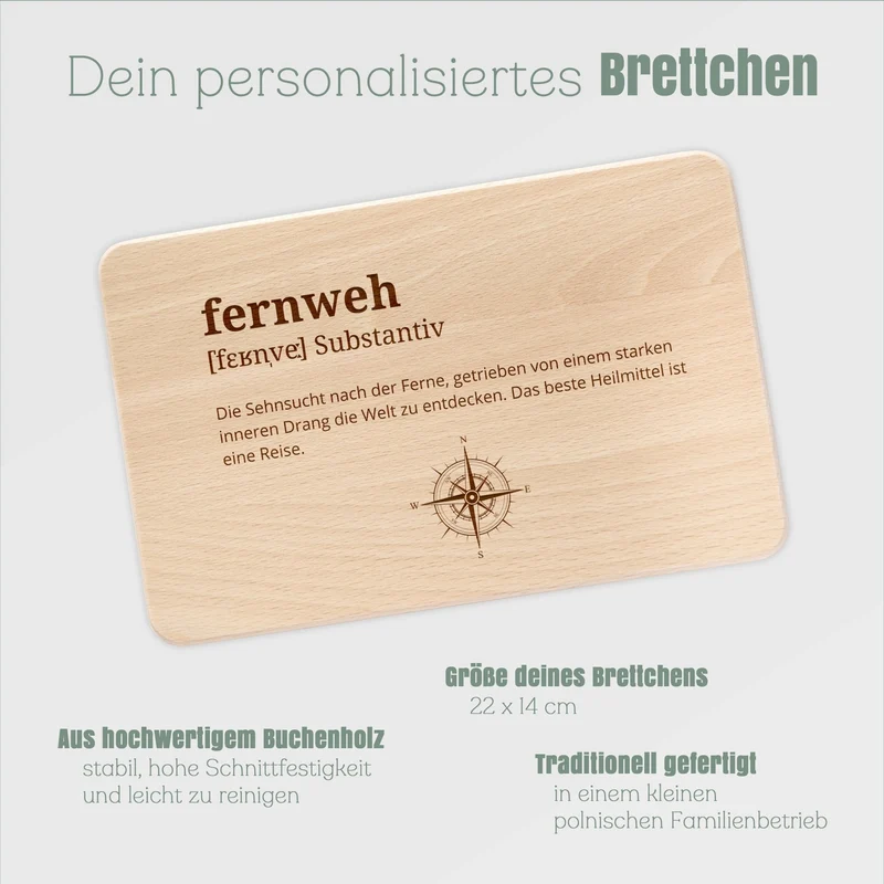 Frühstücksbrett Holz - fernweh Definition