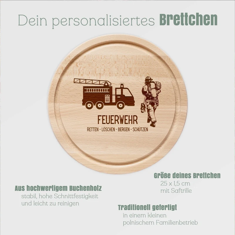 Rundes Holzbrett - Feuerwehr