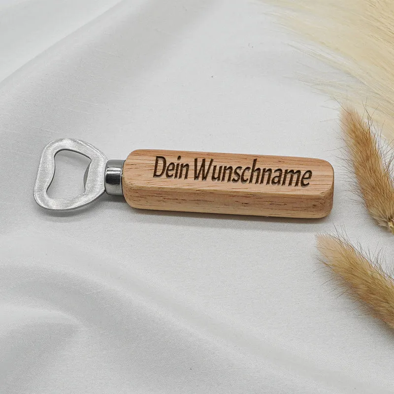 Flaschenöffner personalisiert mit Holzgriff - inkl. Namensgravur