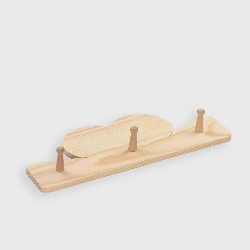 Hakenleiste aus Holz - mit 3 Garderobenhaken - FSC®