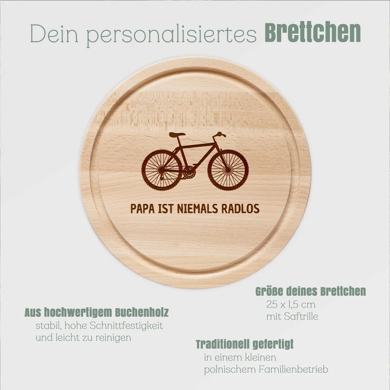 Rundes Holzbrett - Niemals radlos