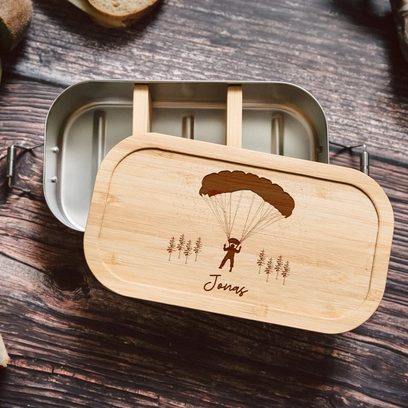 Brotdose Edelstahl personalisiert - Fallschirmsprung