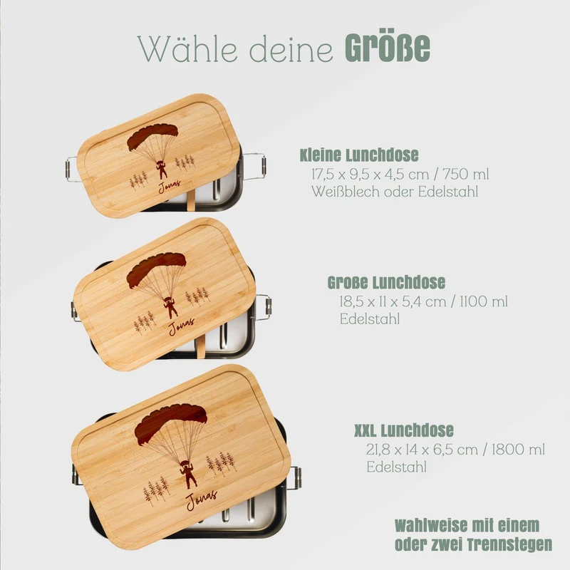 Brotdose Edelstahl personalisiert - Fallschirmsprung