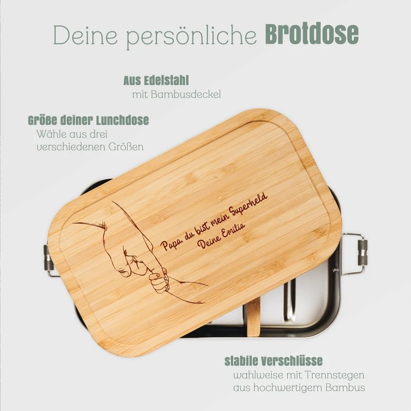 Brotdose Edelstahl personalisiert - Papa Superheld