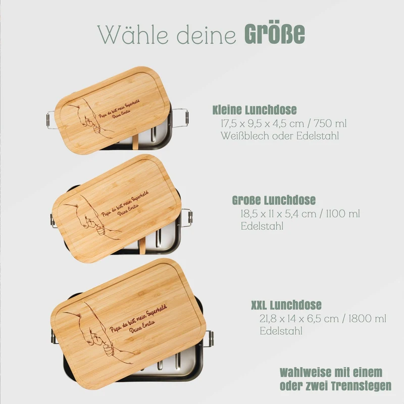 Brotdose Edelstahl personalisiert - Papa Superheld