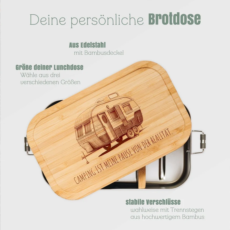 Brotdose Edelstahl - Camping Pause Realität