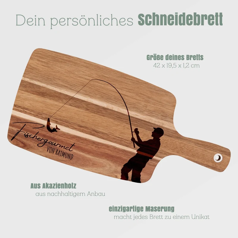 Akazienbrett mit Griff - Fischergourmet