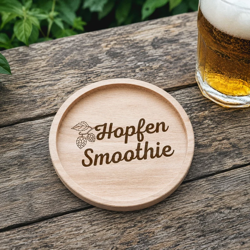 Glasuntersetzer Holz - Hopfen Smoothie
