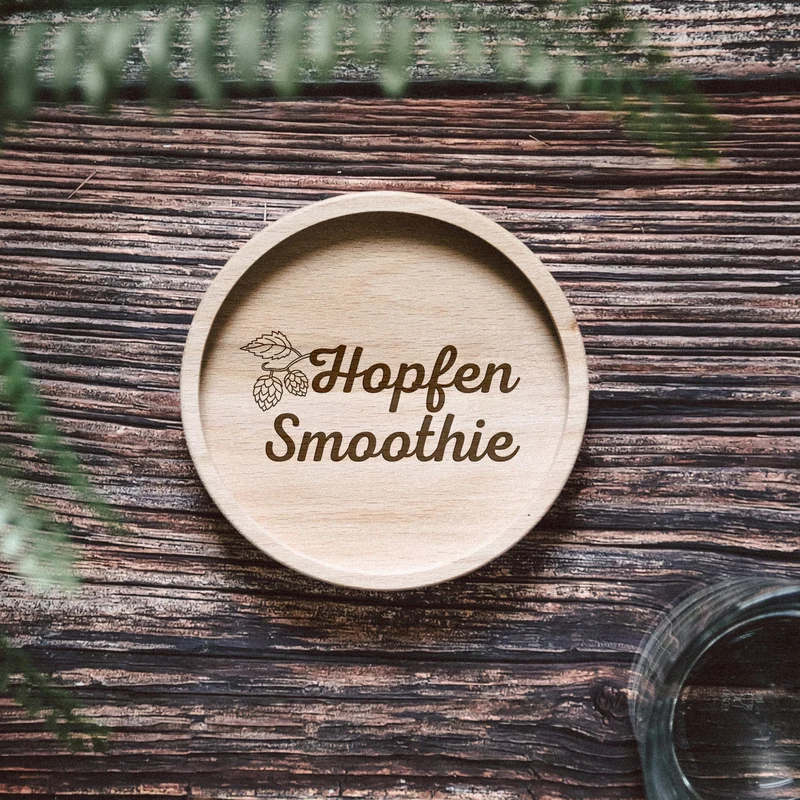 Glasuntersetzer Holz - Hopfen Smoothie
