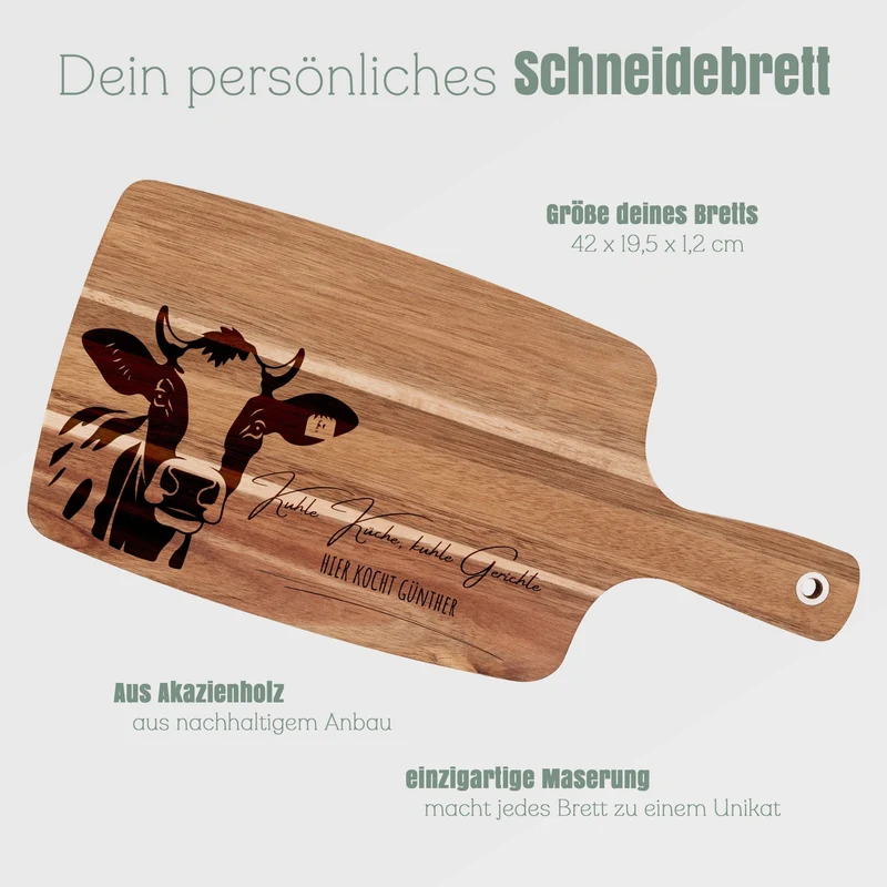 Akazienbrett mit Griff - Kuhle Küche, Kuhle Gerichte