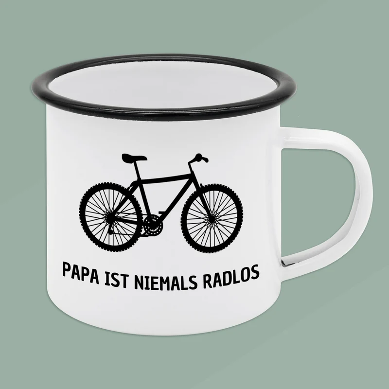 Emaille Tasse - Papa ist niemals radlos