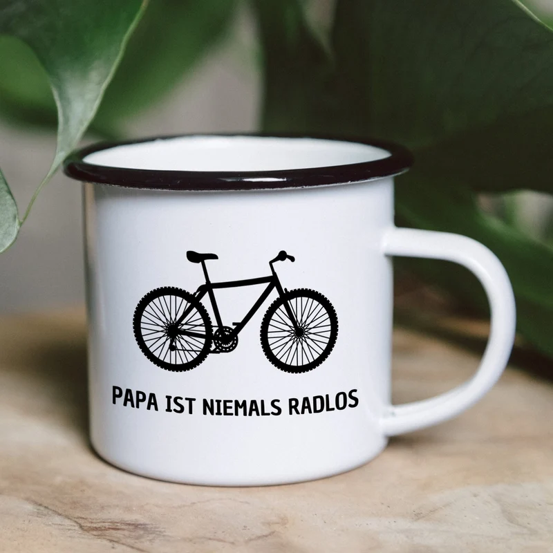 Emaille Tasse - Papa ist niemals radlos