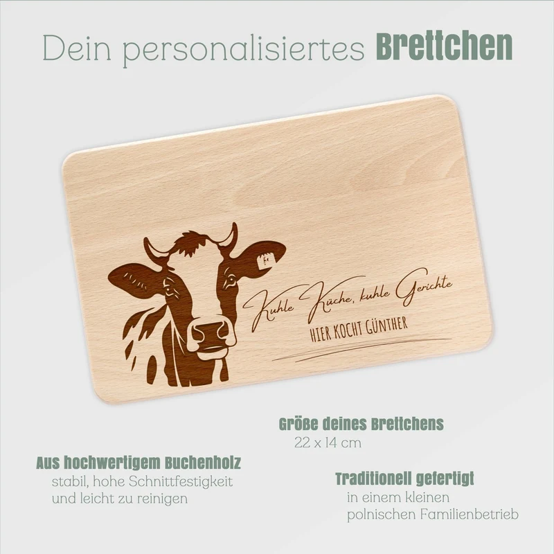 Frühstücksbrett Holz - Kuhle Küche, Kuhle Gerichte