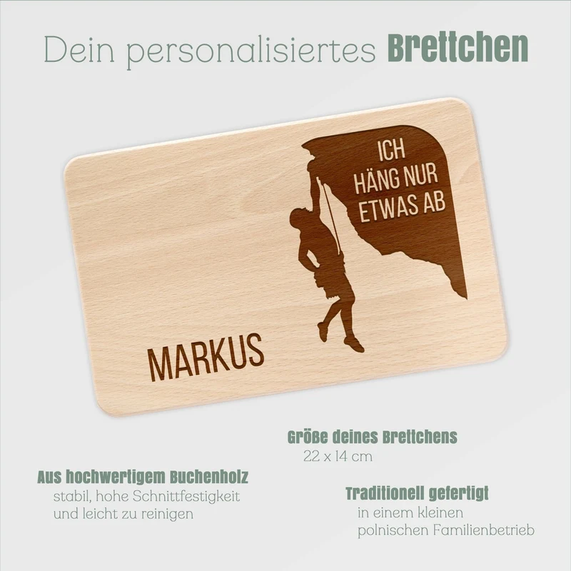 Frühstücksbrett Holz - Bouldern