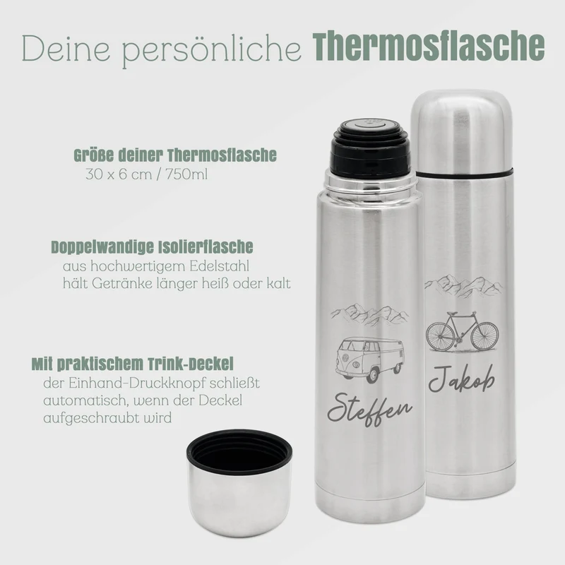 Thermosflasche Edelstahl personalisiert - Motiv