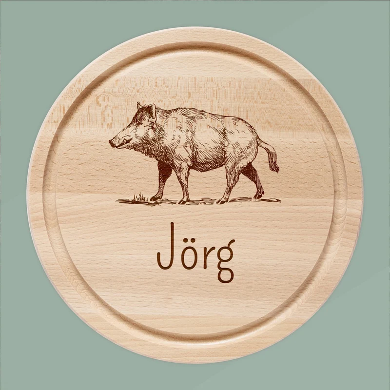 Rundes Holzbrett - Wildschwein