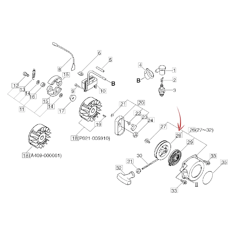 PULEGGIA AVVIAMENTO MOTOSEGA ECHO CLS 5010-PB 650-750-RM/SRM 4000-5000
