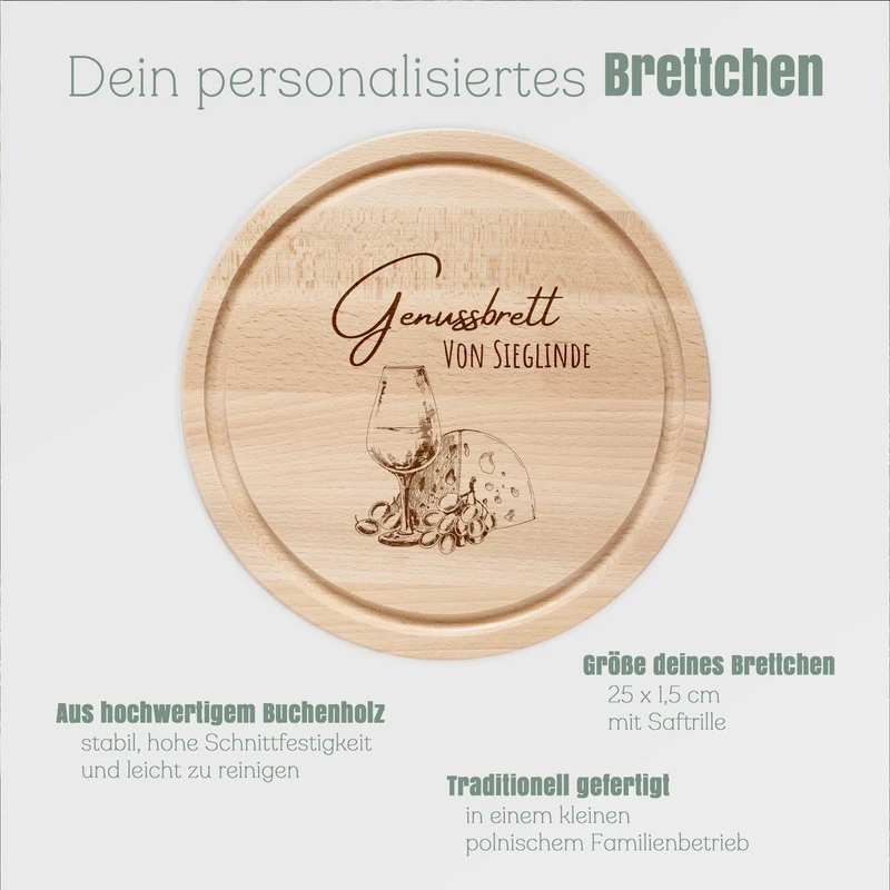 Rundes Holzbrett - Genussbrett