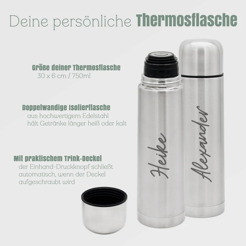 Thermosflasche Edelstahl - Name