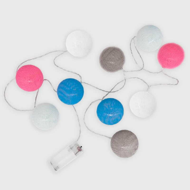 Lichterkette mit Baumwollkugeln - 10 LED-Lichter