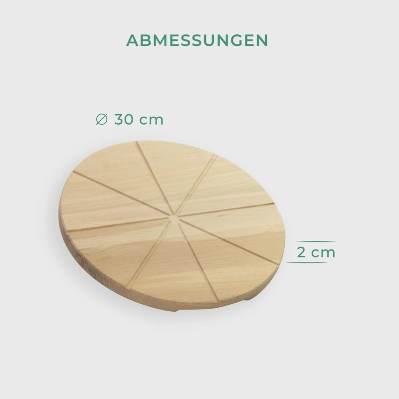 Pizzabrett aus Holz - mit Griff, Mulden & Schneiderillen - FSC®