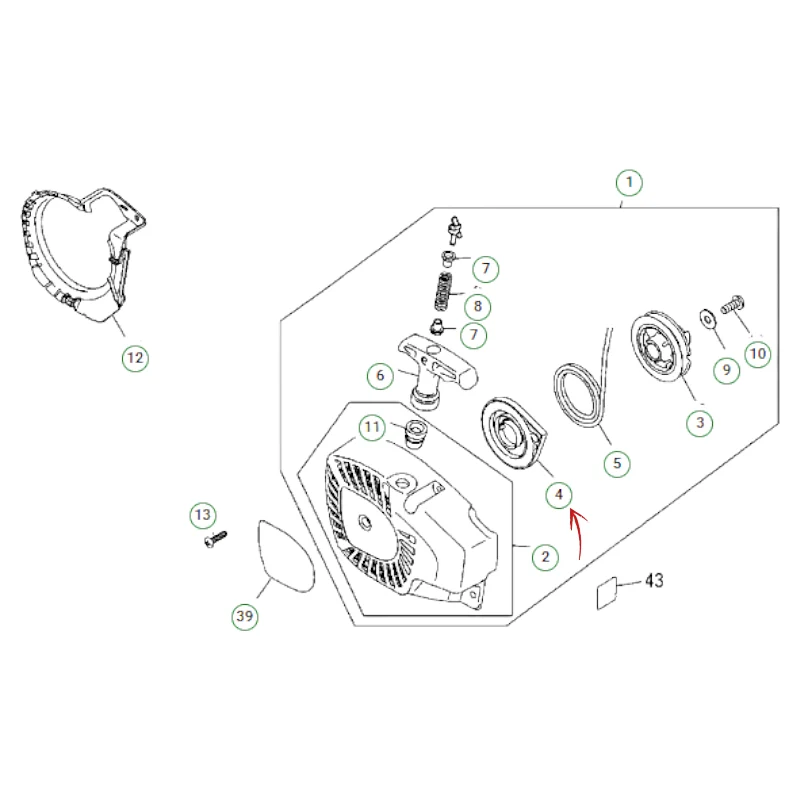 MOLLA AVVIAMENTO MOTOSEGA HUSQVARNA T525 E ZENOAH GZ2700 T-G2050 T