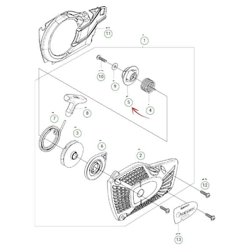 ROCCHETTO AVVIAMENTO MOTOSEGA HUSQVARNA T 525 E ZENOAH GZ2700 T